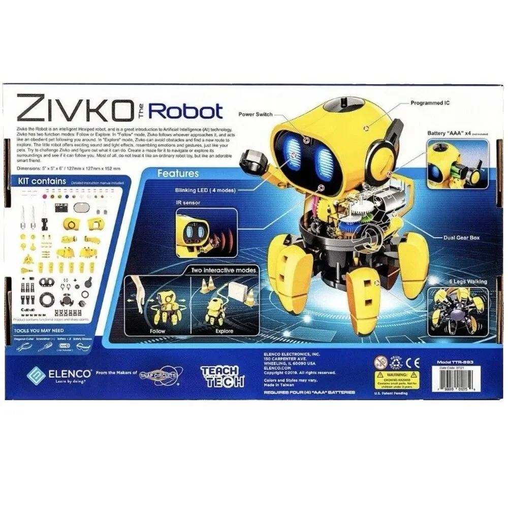 STEM Elenco Teach Tech Zivko Robot Toy Build AI Robots for Kids Ages 10 Plus